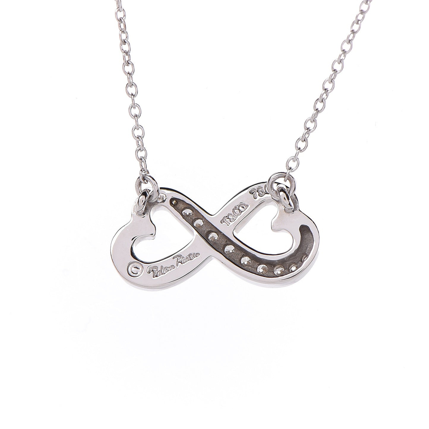 18K White Gold Diamond Paloma Picasso Double Loving Heart Necklace