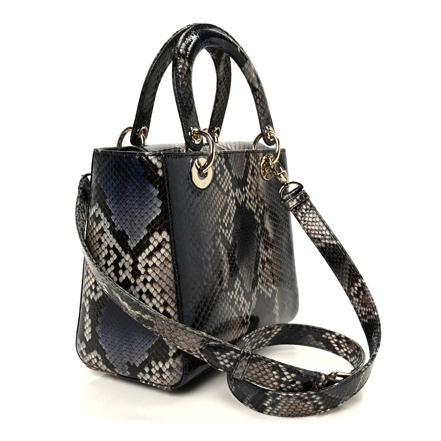 Christian Dior Snakeskin Small Lady Dior Bleu Multicolor 1869494