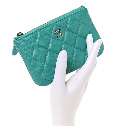Chanel Caviar Quilted Small Cosmetic Case Turquoise 2 of 8