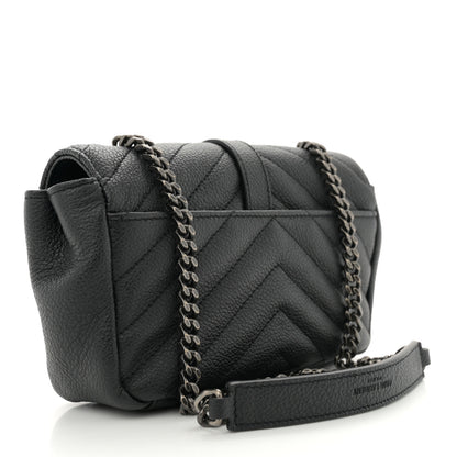 Saint Laurent Grained Calfskin Matelasse Chevron Classic Monogram Baby Chain Bag Black 3 of 11