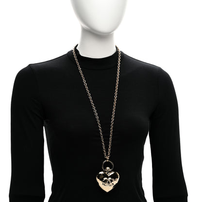 Chanel Metal CC Heart Locket Necklace Gold 2 of 6