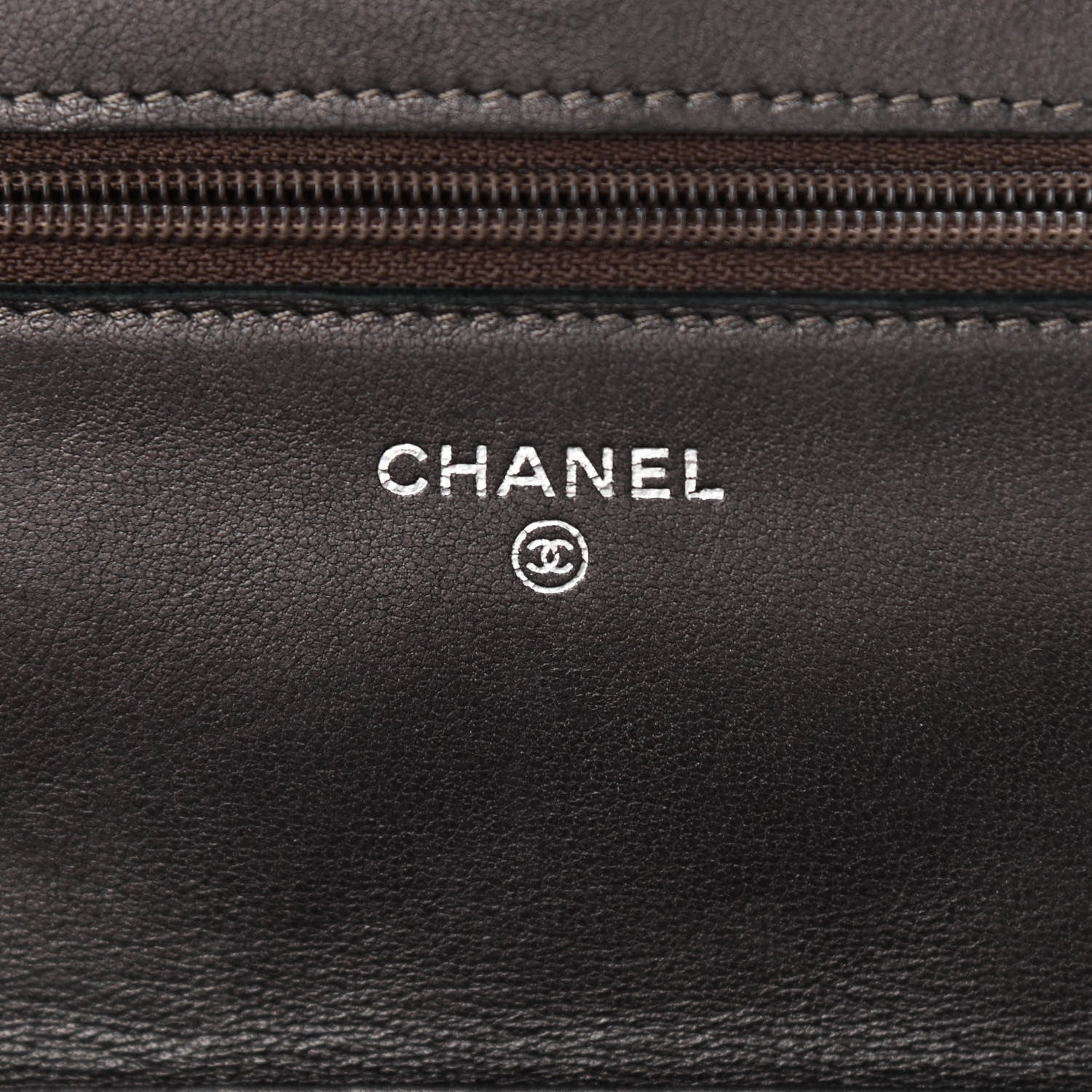 Chanel Metallic Lambskin Quilted Wallet On Chain WOC Dark Grey 5 of 12