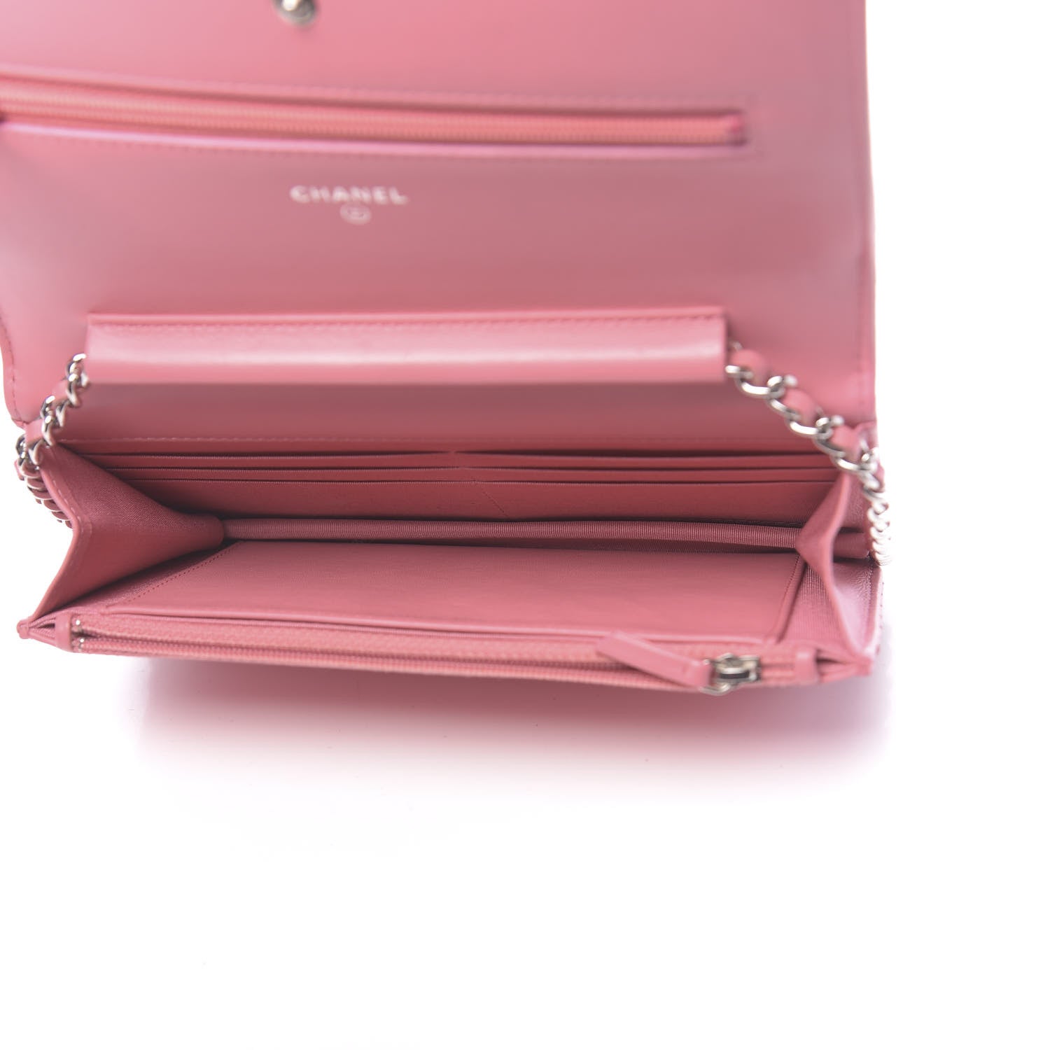 Chanel Calfskin Chevron Quilted Boy Wallet On Chain WOC Pink 5 of 11