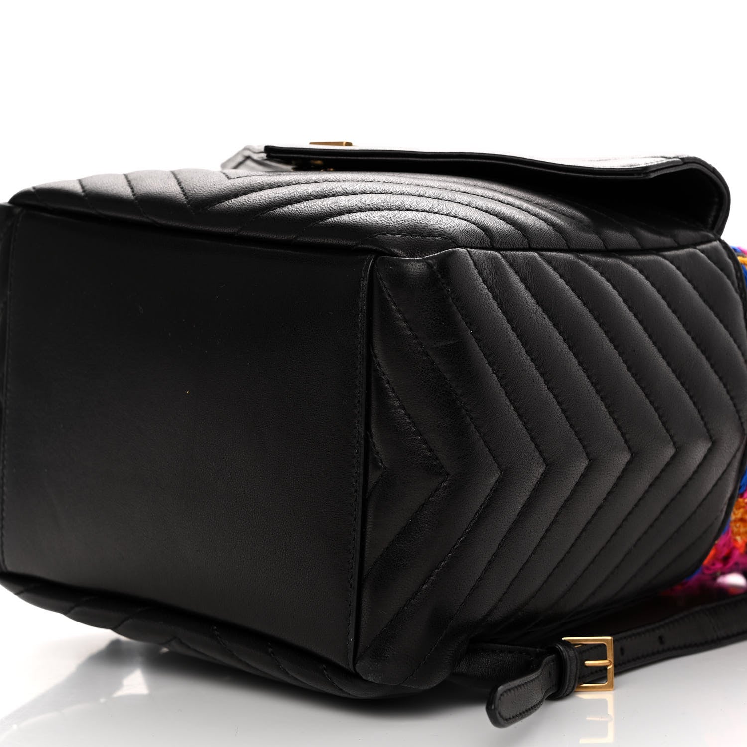 Saint Laurent Tweed Lambskin Matelasse Monogram Joe Backpack Black Rosso Multicolor 10 of 10