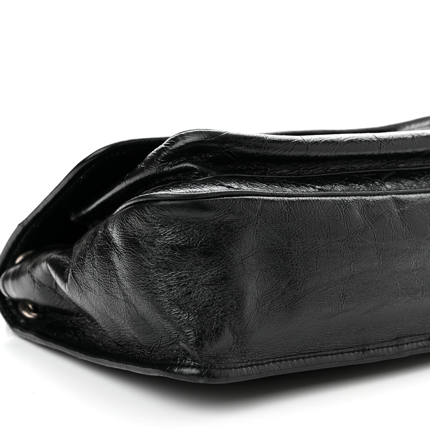 Crinkled Calfskin Matelasse Monogram Medium Niki Chain Satchel Black