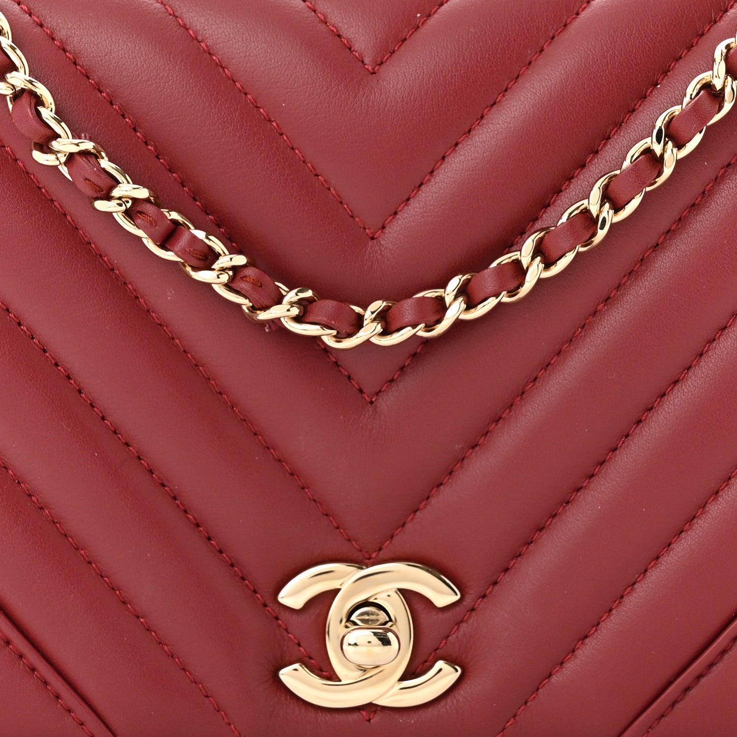 Chanel Calfskin Chevron Quilted Mini Statement Flap Red 8 of 11