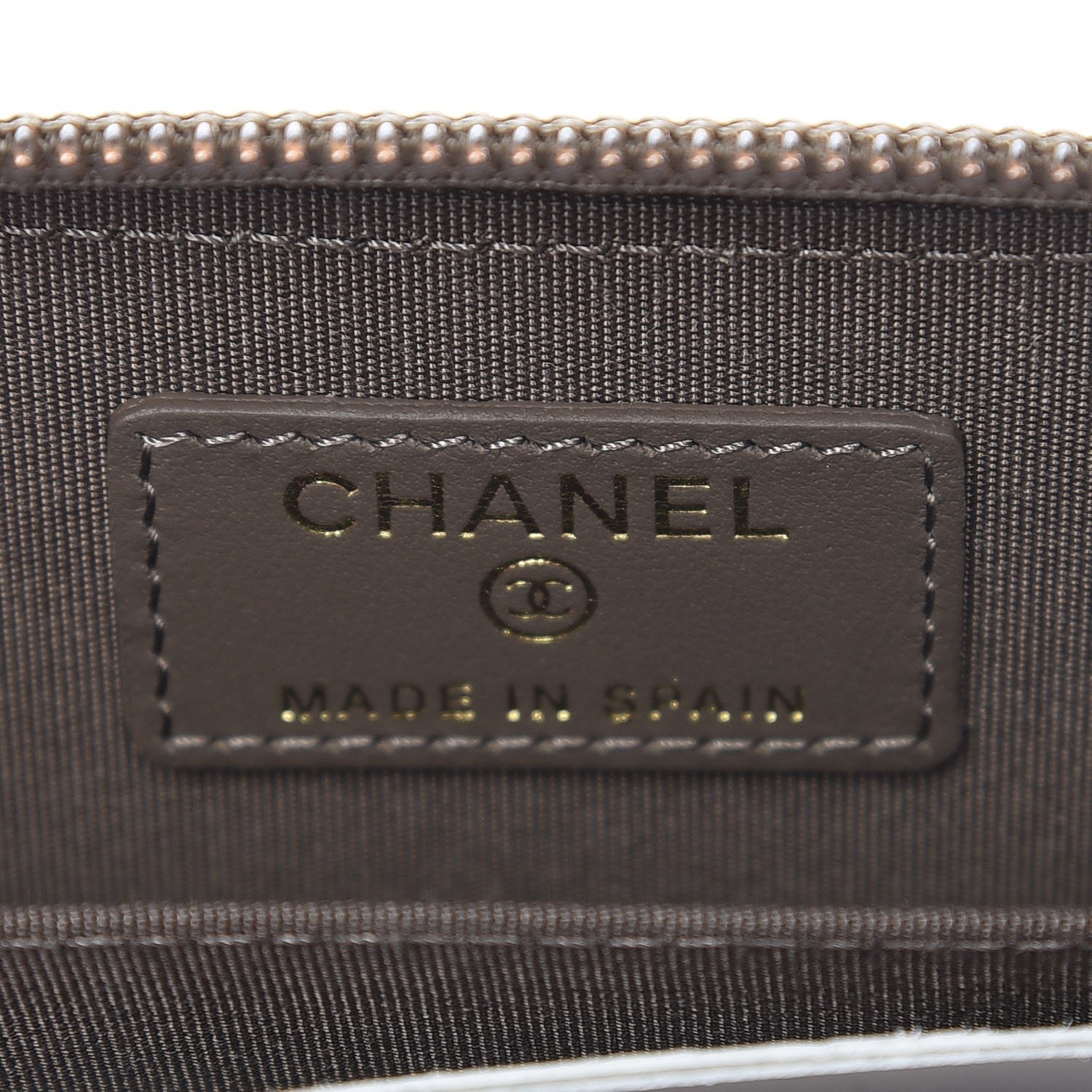 Chanel Calfskin Quilted Boy Zip Around Coin Purse Wallet Khaki 6 of 16