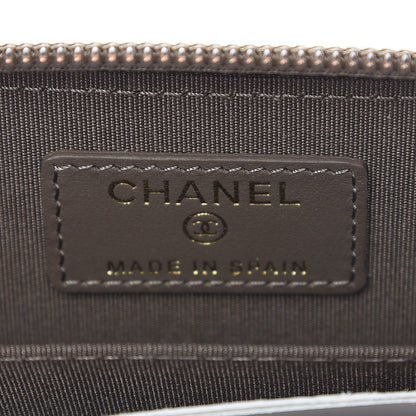 Chanel Calfskin Quilted Boy Zip Around Coin Purse Wallet Khaki 6 of 16