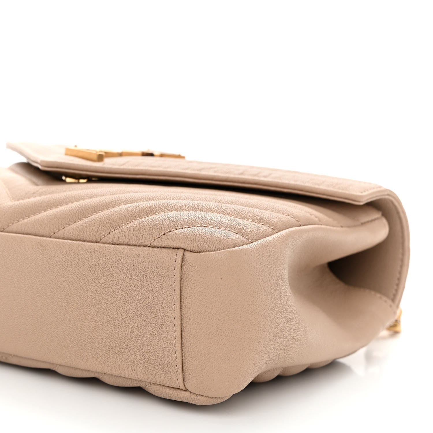 Saint Laurent Sheepskin Matelasse Chevron Monogram Medium College Bag Dark Beige 10 of 10