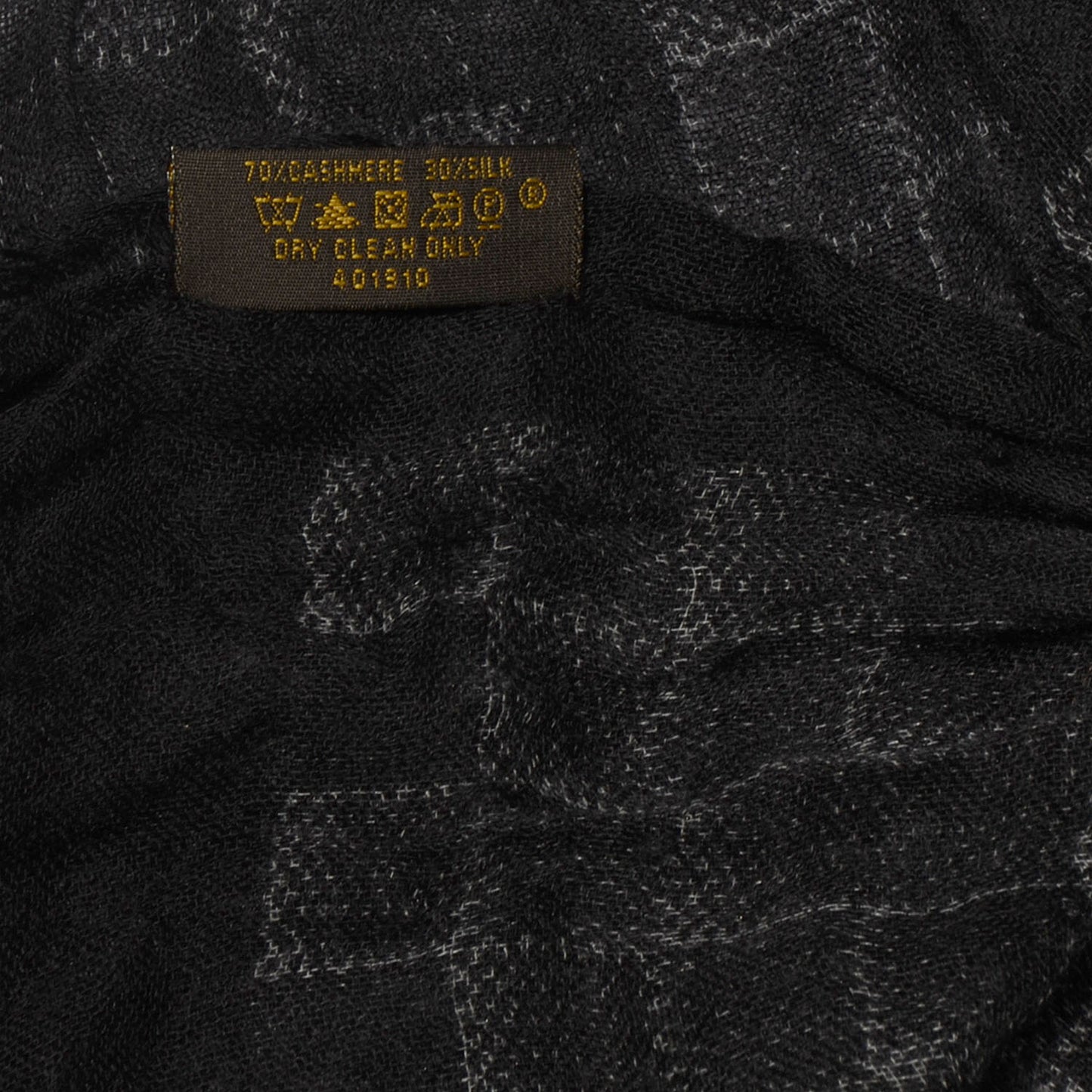 Cashmere Silk Etole Stole Damier Black