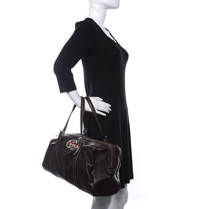 Gucci Calfskin Large Britt Boston Dark Brown 2 of 10
