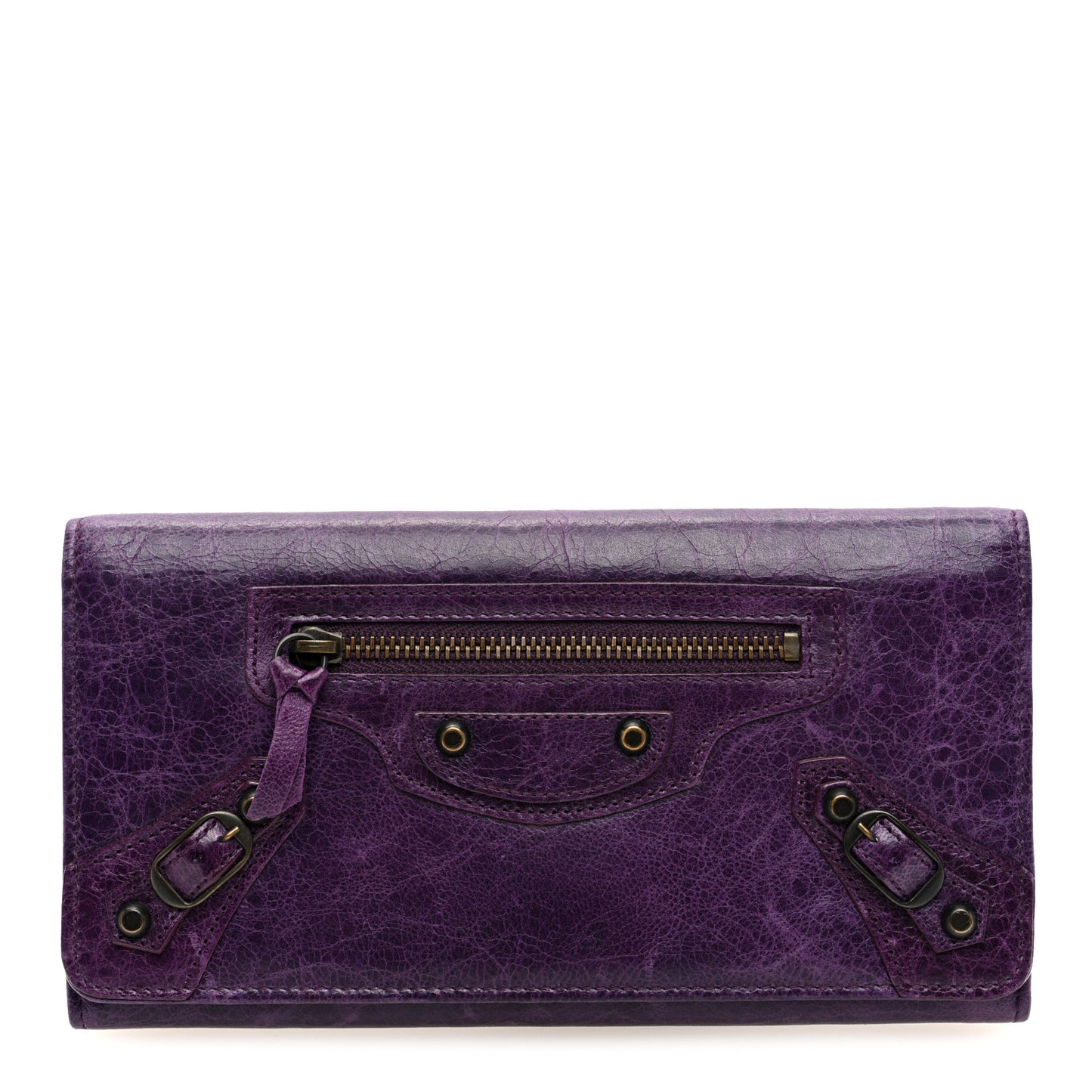 Agneau Classic Hardware Continental Zip Around Wallet Violet