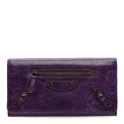 Balenciaga Agneau Classic Hardware Continental Zip Around Wallet Violet 1 of 6