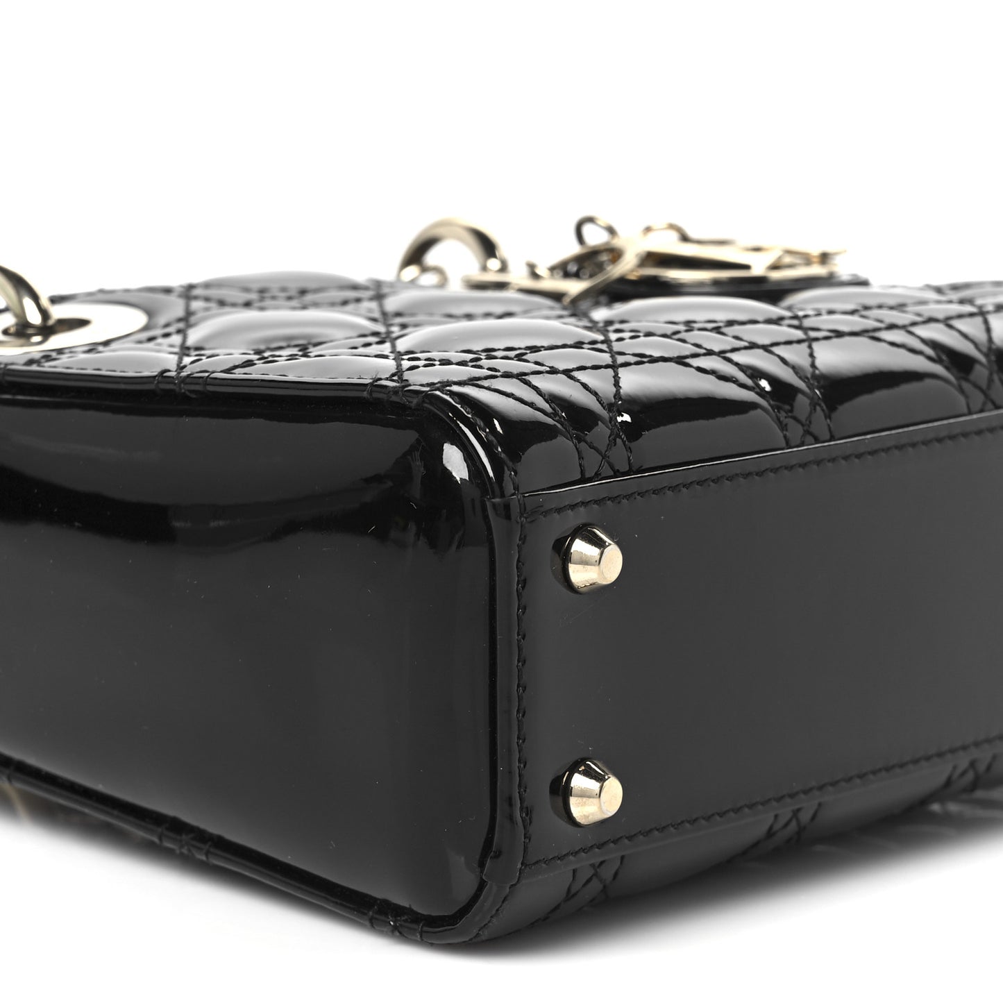 Patent Cannage Mini Lady Dior Black