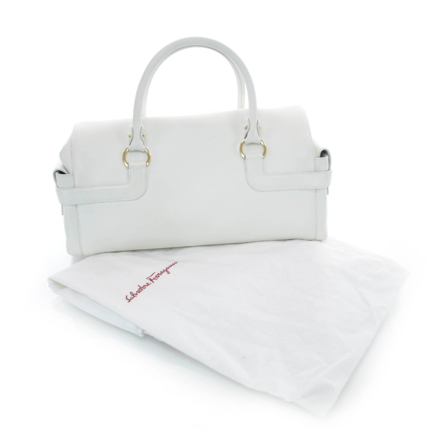 FASHIONPHILE SALVATOREFERRAGAMOLeatherGinaSatchelWhite 3 of 8