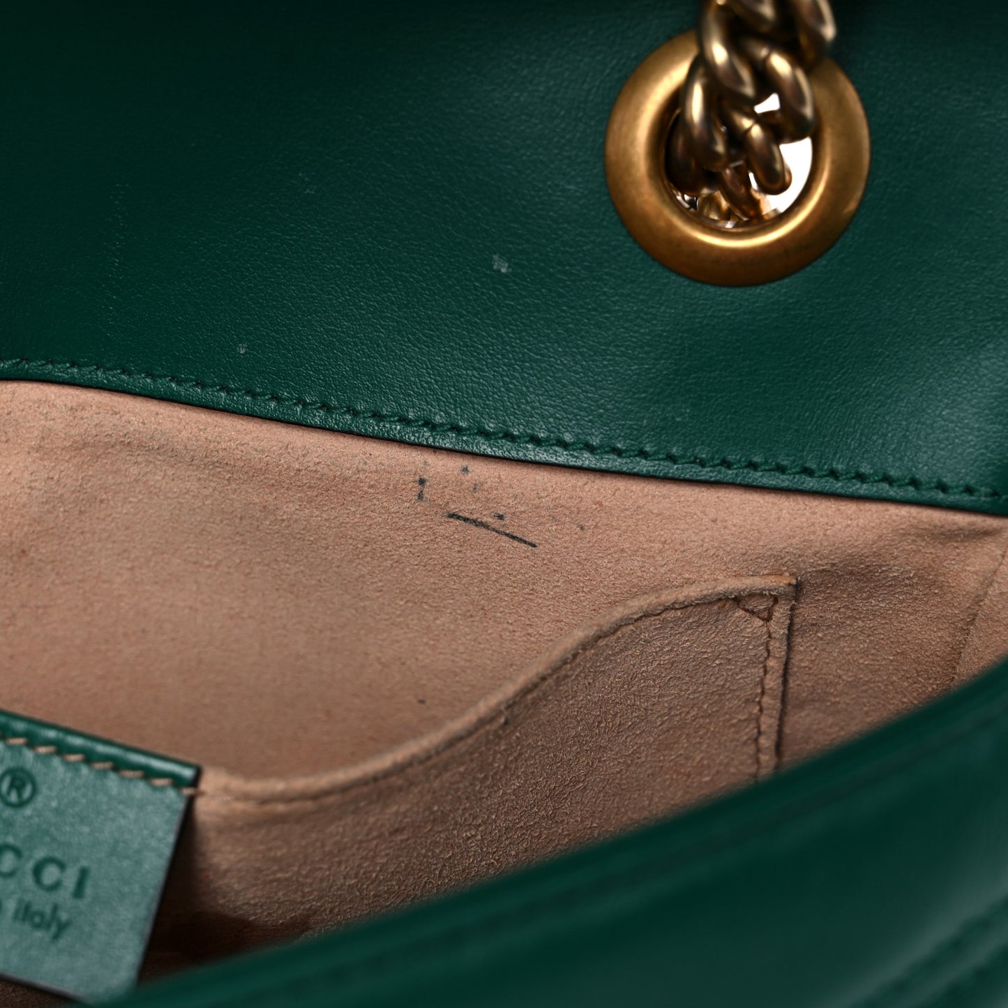 Calfskin Matelasse Mini GG Marmont Shoulder Bag Emerald Green