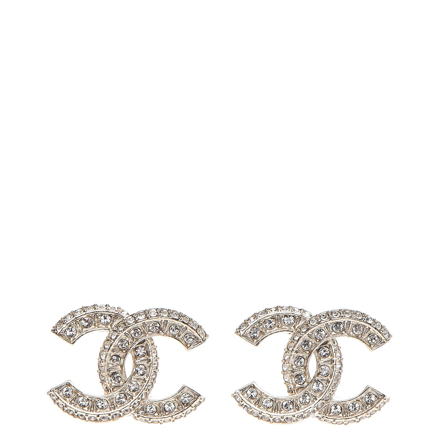 Chanel Crystal Timeless CC Earrings Light Gold 1 of 5