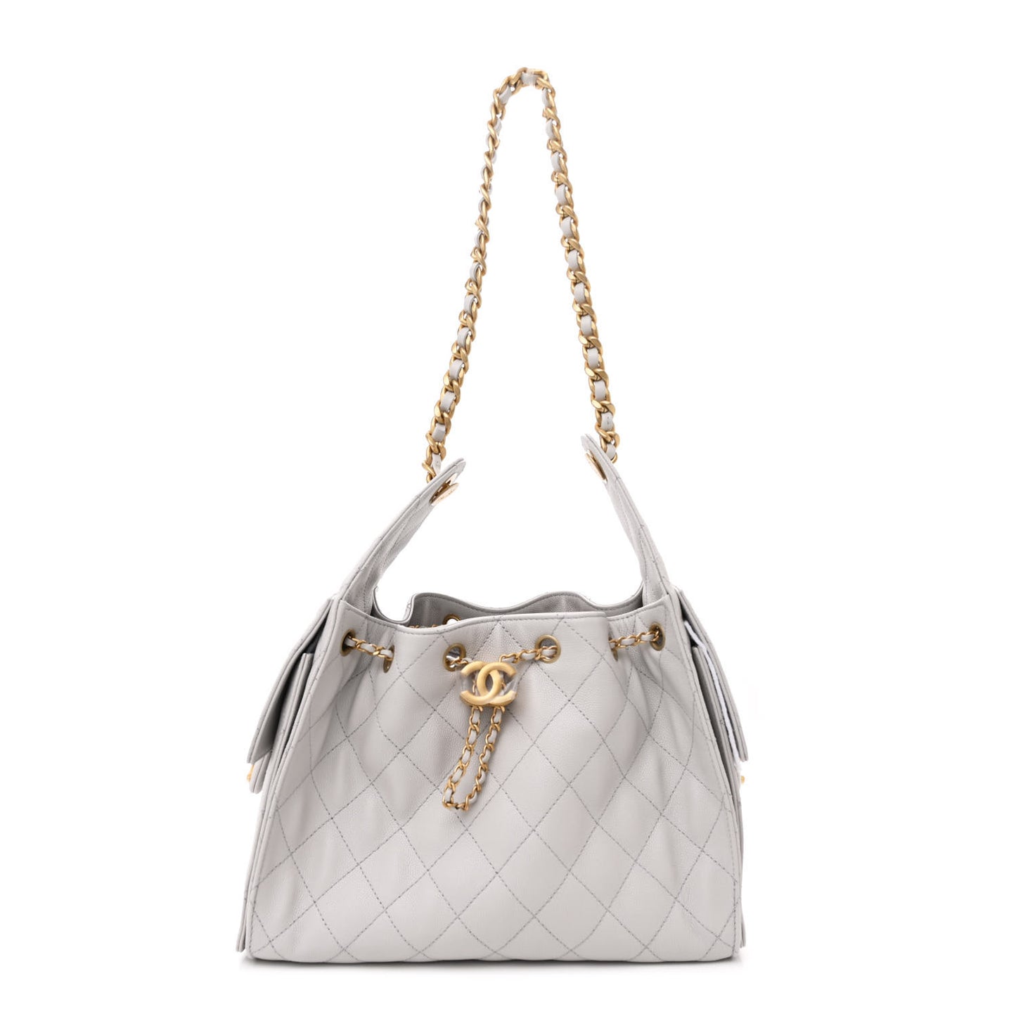 Caviar Quilted Small Chanel 25 Handbag Light Grey