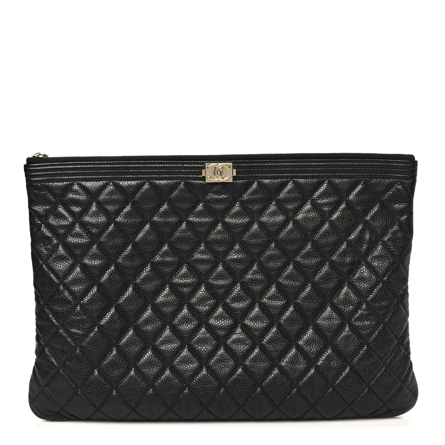 Caviar Quilted Large Boy Cosmetic Case Black Black