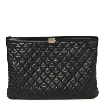 Chanel Caviar Quilted Large Boy Cosmetic Case Black Black 1 of 8