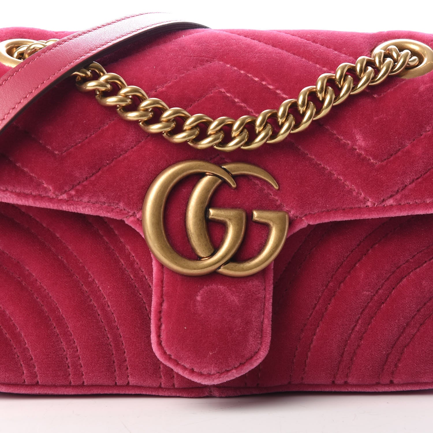 Gucci Velvet Matelasse Mini GG Marmont Shoulder Bag Light Raspberry Rose 7 of 9