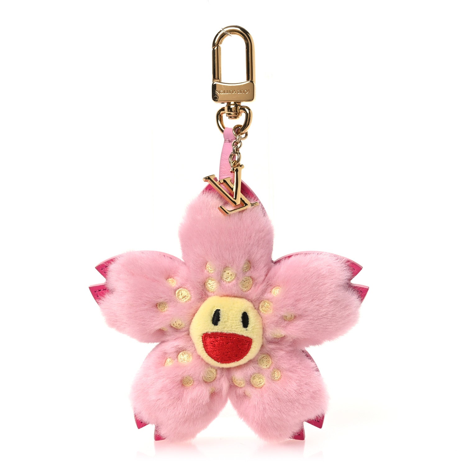 Louis Vuitton フラワーチャーム ピンク Louis Vuitton LV X TM Faux Fur Cherry Blossom Bag Charm Pink