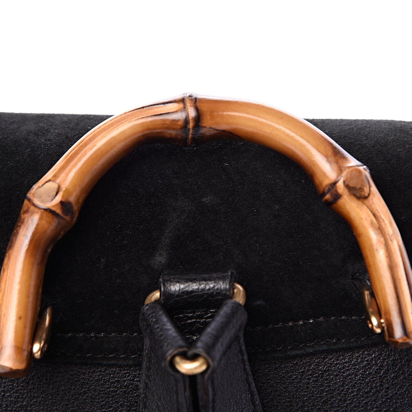 Calfskin Suede Bamboo Backpack Black