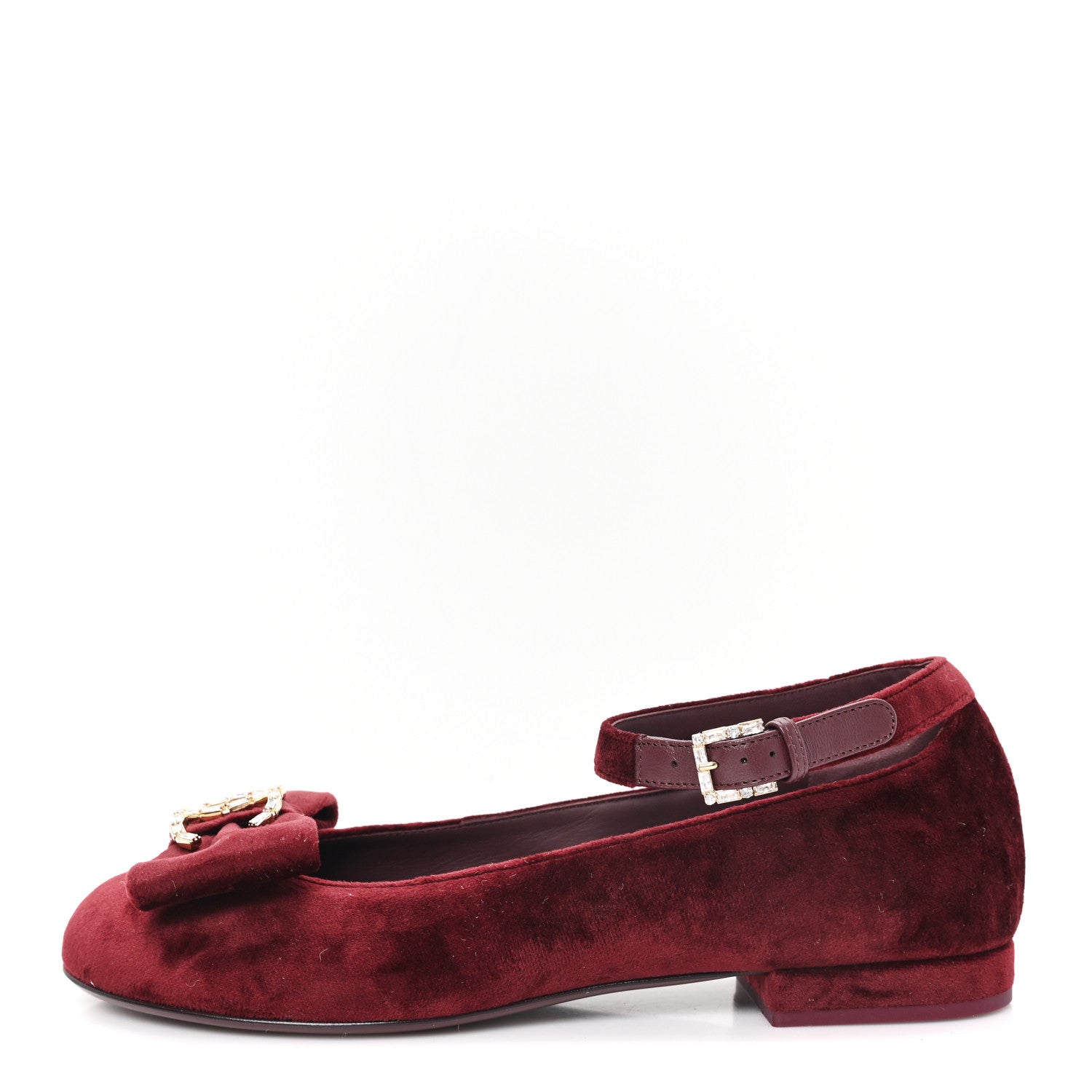 Chanel Velvet Strass CC Bow Mary Jane Flats 39 Burgundy 1 of 10
