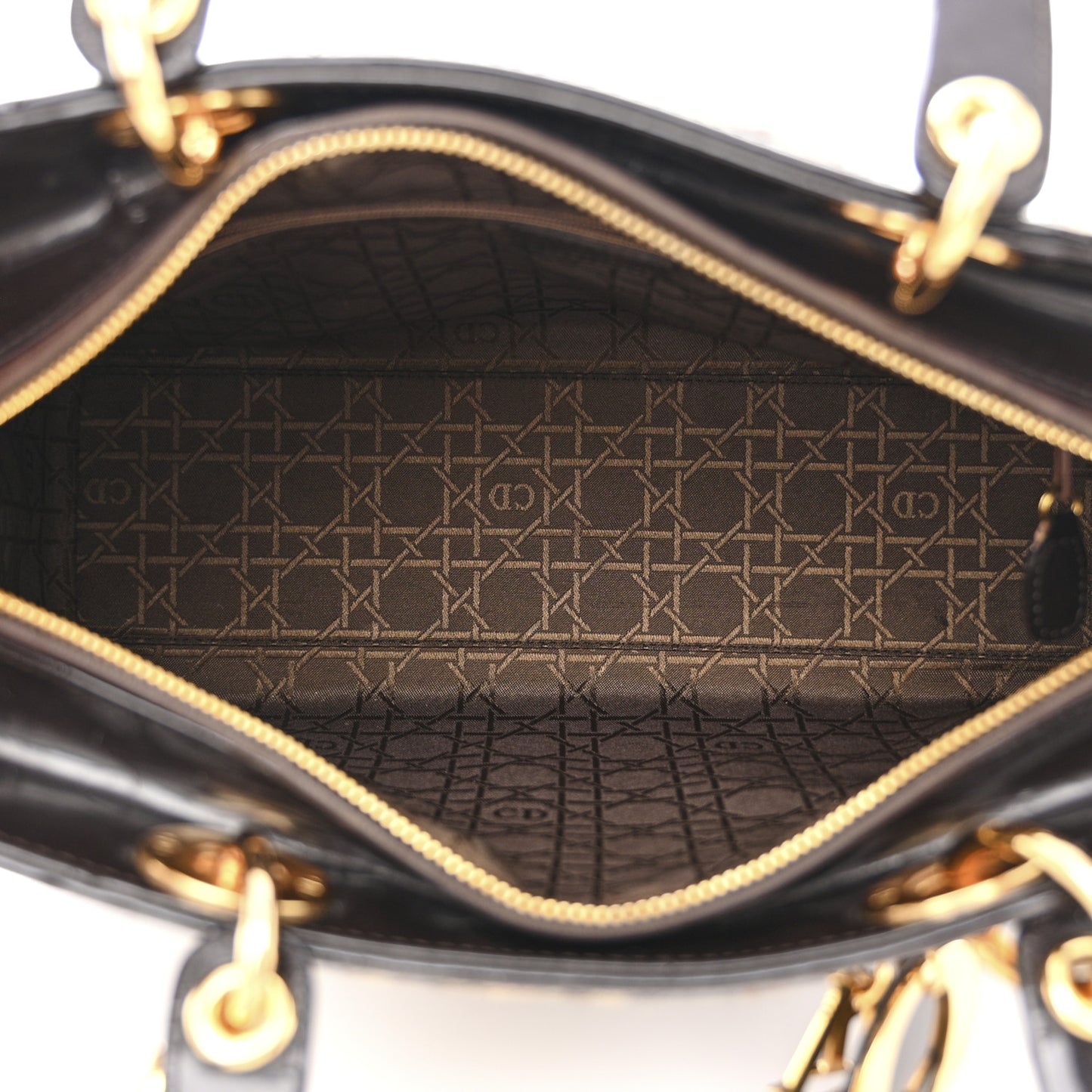 Patent Pony Hair Leopard Print Large Lady Dior Brown