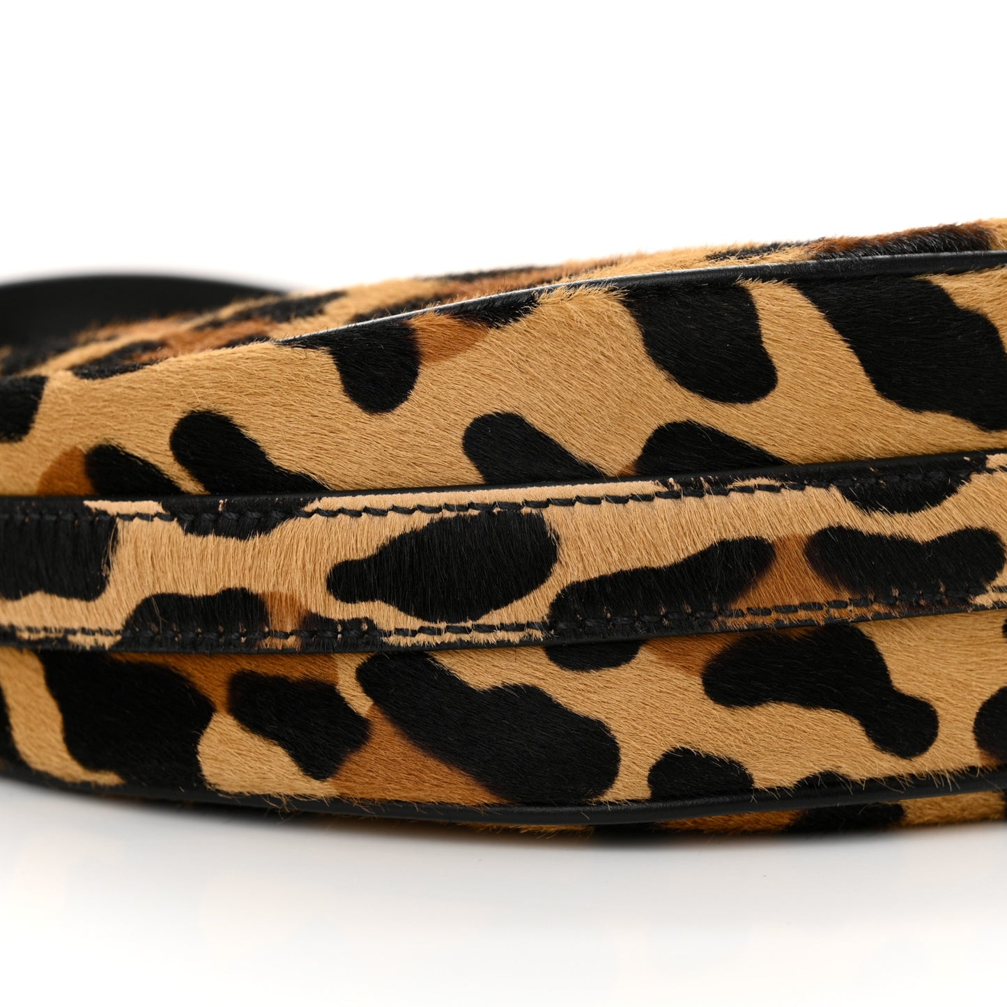 Calf Hair Leopard Print Arque Shoulder Bag Honey