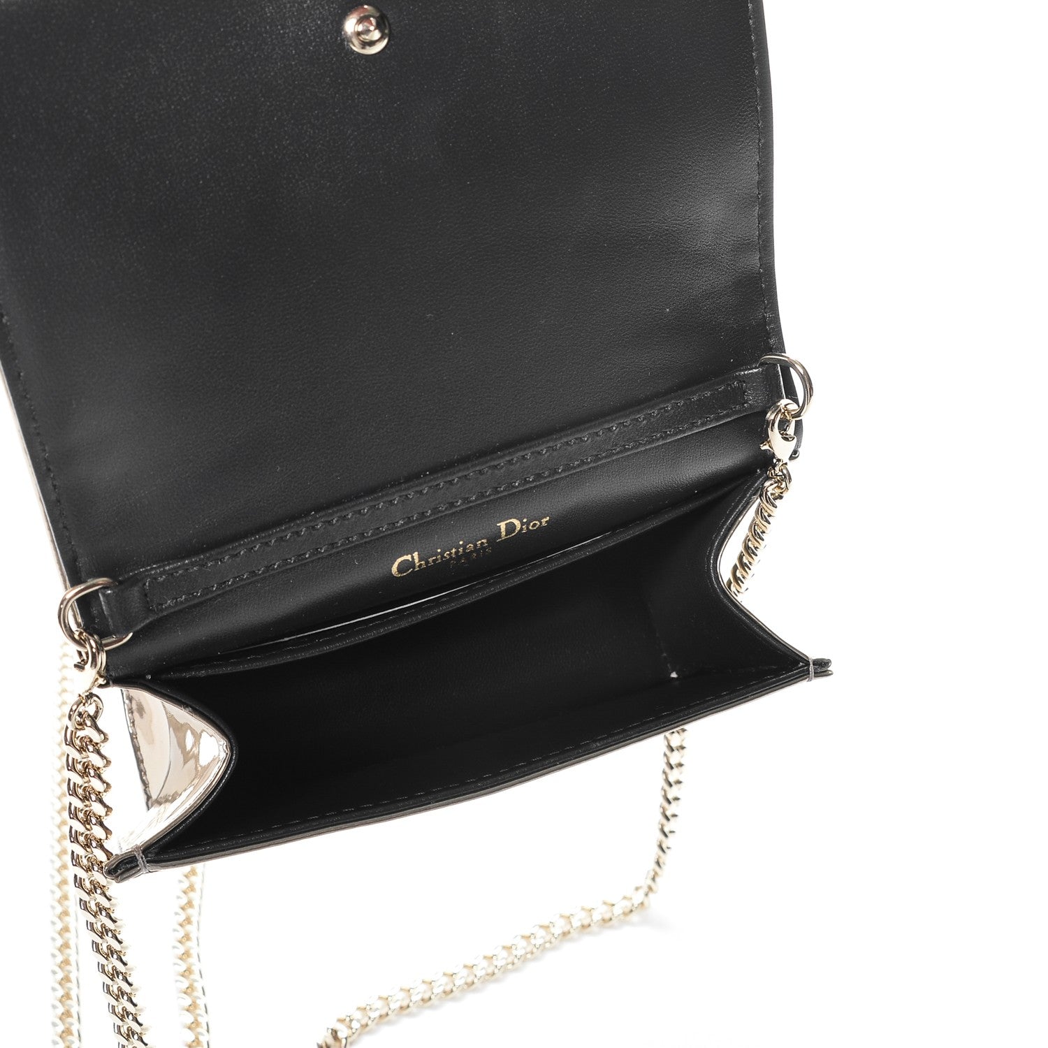 Christian Dior Metallic Patent Micro-Cannage Baby Diorama Flap Bag Gold 5 of 7