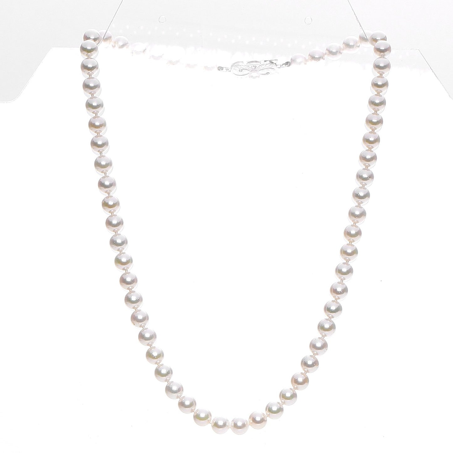 18K White Gold Pearl 6mm Strand Akoya Necklace 16