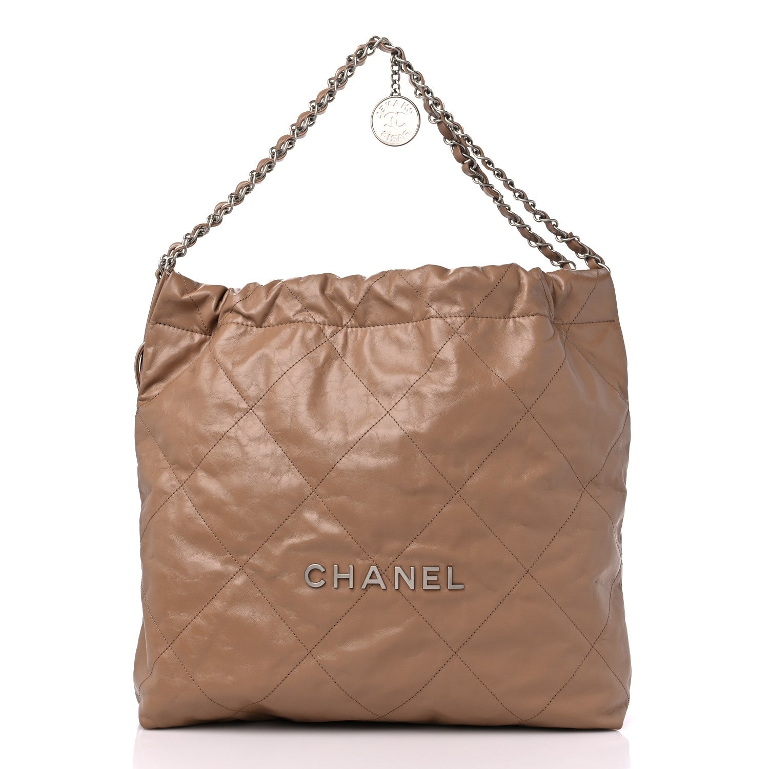 Chanel Shiny Calfskin Quilted Chanel 22 Dark Beige 3 of 10