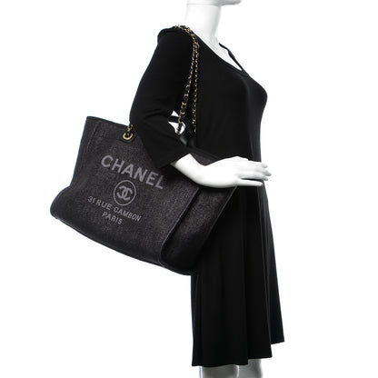 Chanel Woven Straw Raffia Large Deauville Tote Black 2 of 10