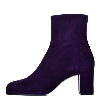 Chanel Suede CC Short Boots 38.5 Purple 1 of 8
