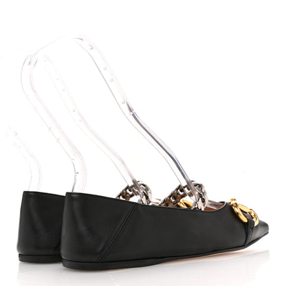 Gucci Nappa Lumiere Deva Horsebit Chain Embellished Flats 35.5 Black 5 of 9