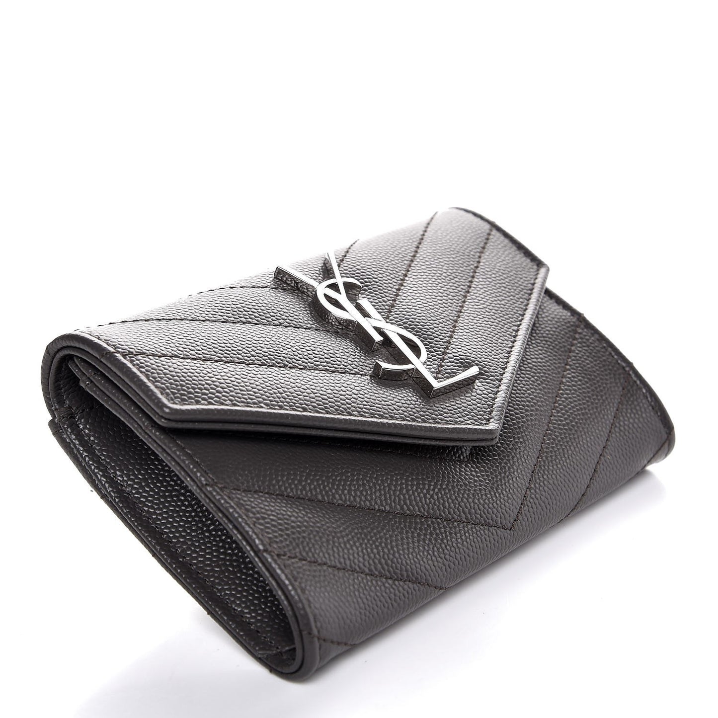 Grain De Poudre Matelasse Chevron Small Monogram Envelope Wallet Earth