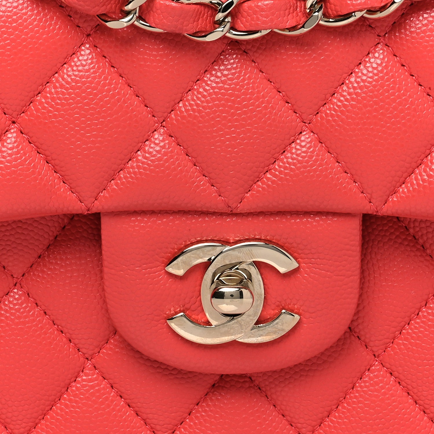 Chanel Caviar Quilted Small Double Flap Coral 8 of 11