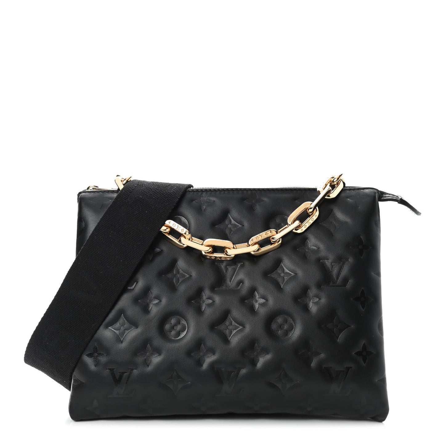 Lambskin Embossed Monogram Coussin PM Black