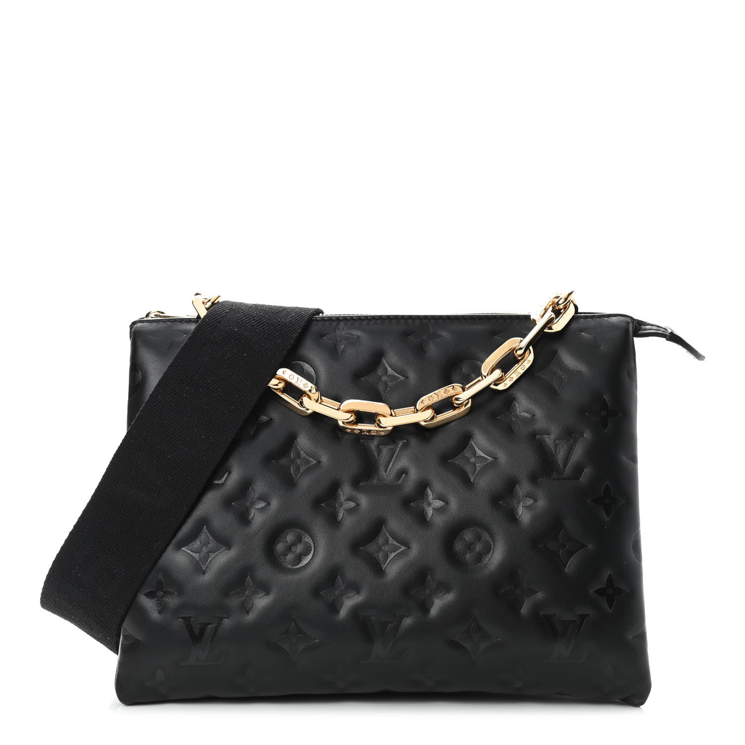 Louis Vuitton Lambskin Embossed Monogram Coussin PM Black 1 of 8