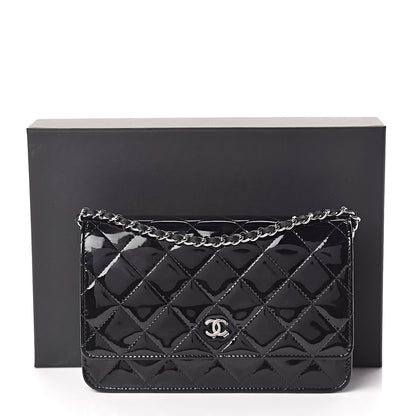 Chanel Patent Quilted Wallet On Chain WOC Black 12 of 12