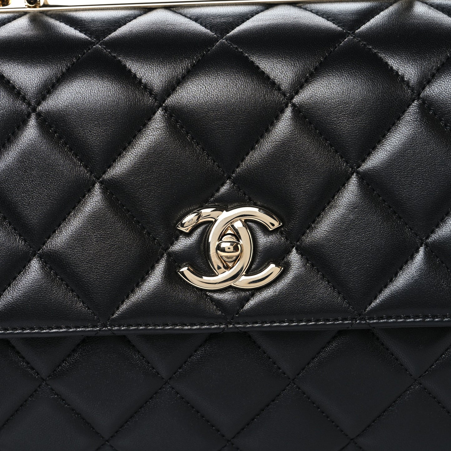 Lambskin Quilted Medium Trendy CC Flap Dual Handle Bag Black