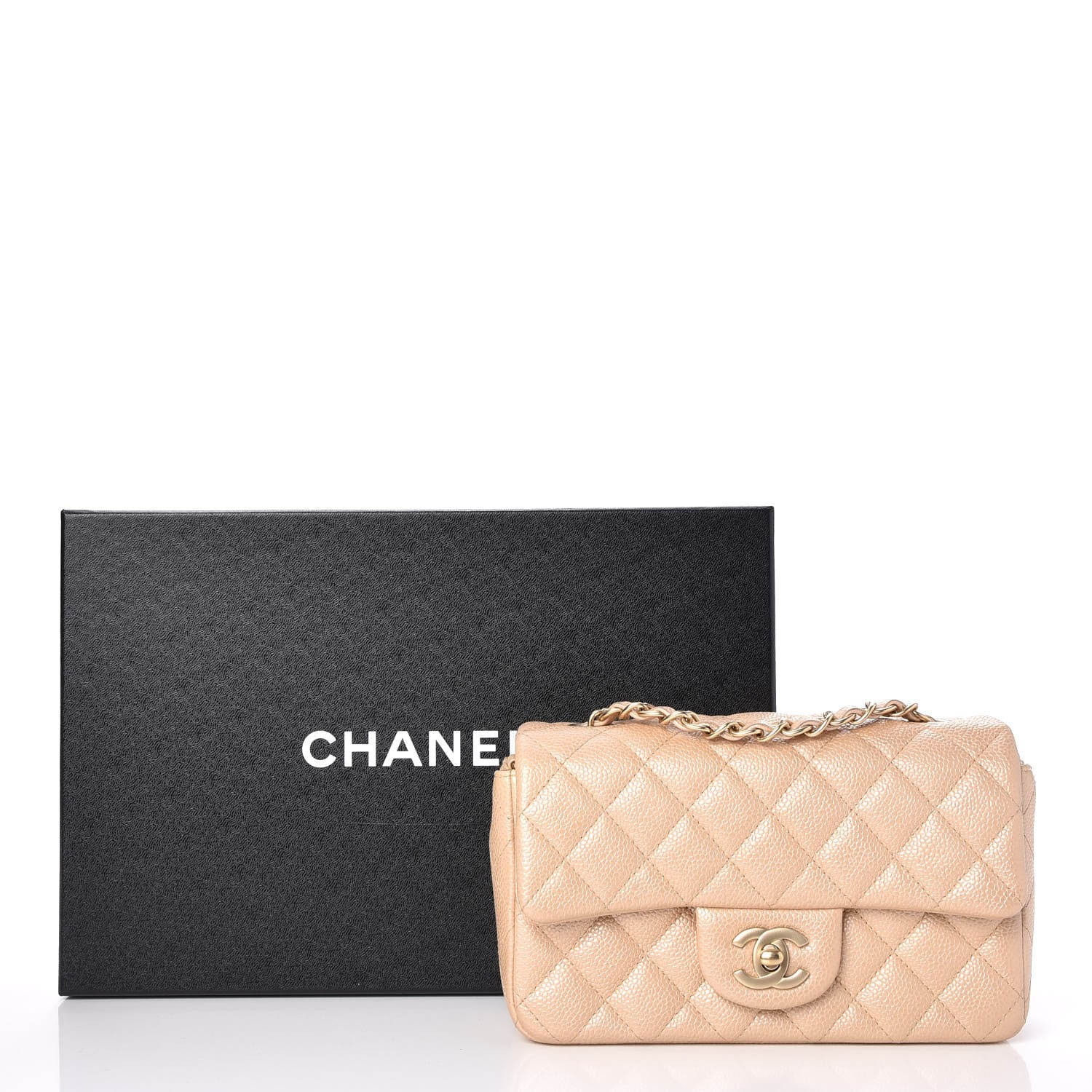 Chanel Pearly Caviar Quilted Mini Rectangular Flap Beige 11 of 11