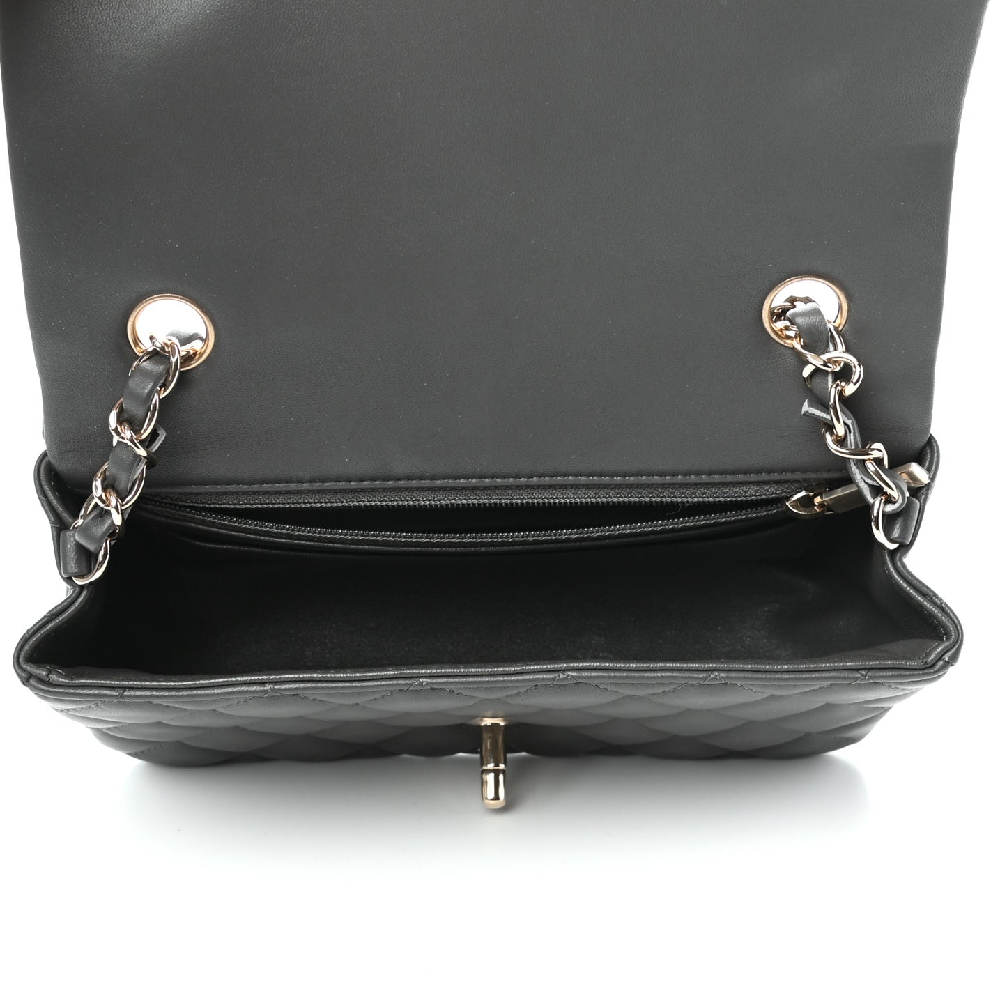 Lambskin Quilted Mini Rectangular Flap Grey