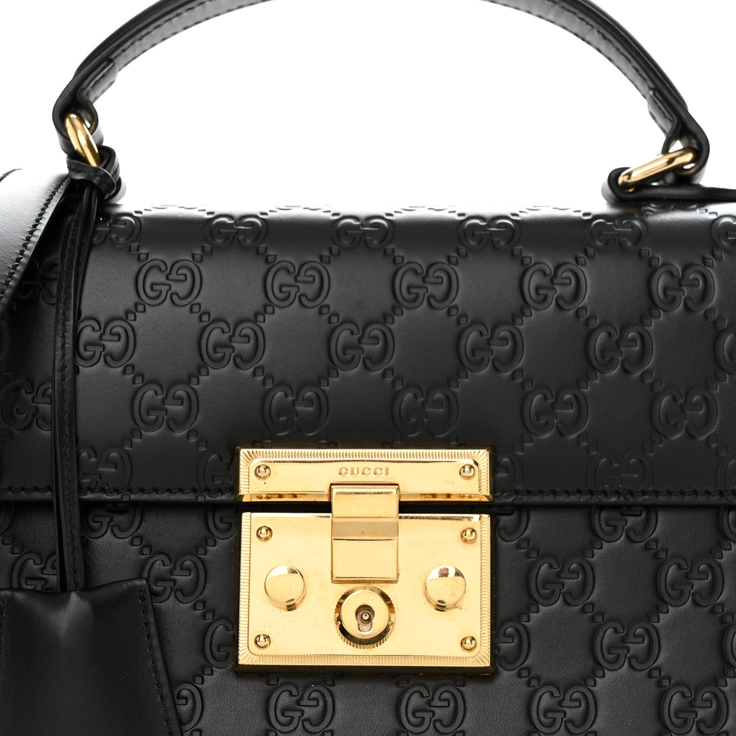 Guccissima Signature Small Padlock Top Handle Bag Black