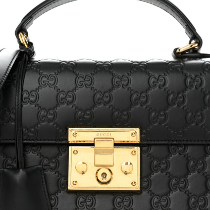 Gucci Guccissima Signature Small Padlock Top Handle Bag Black 8 of 11