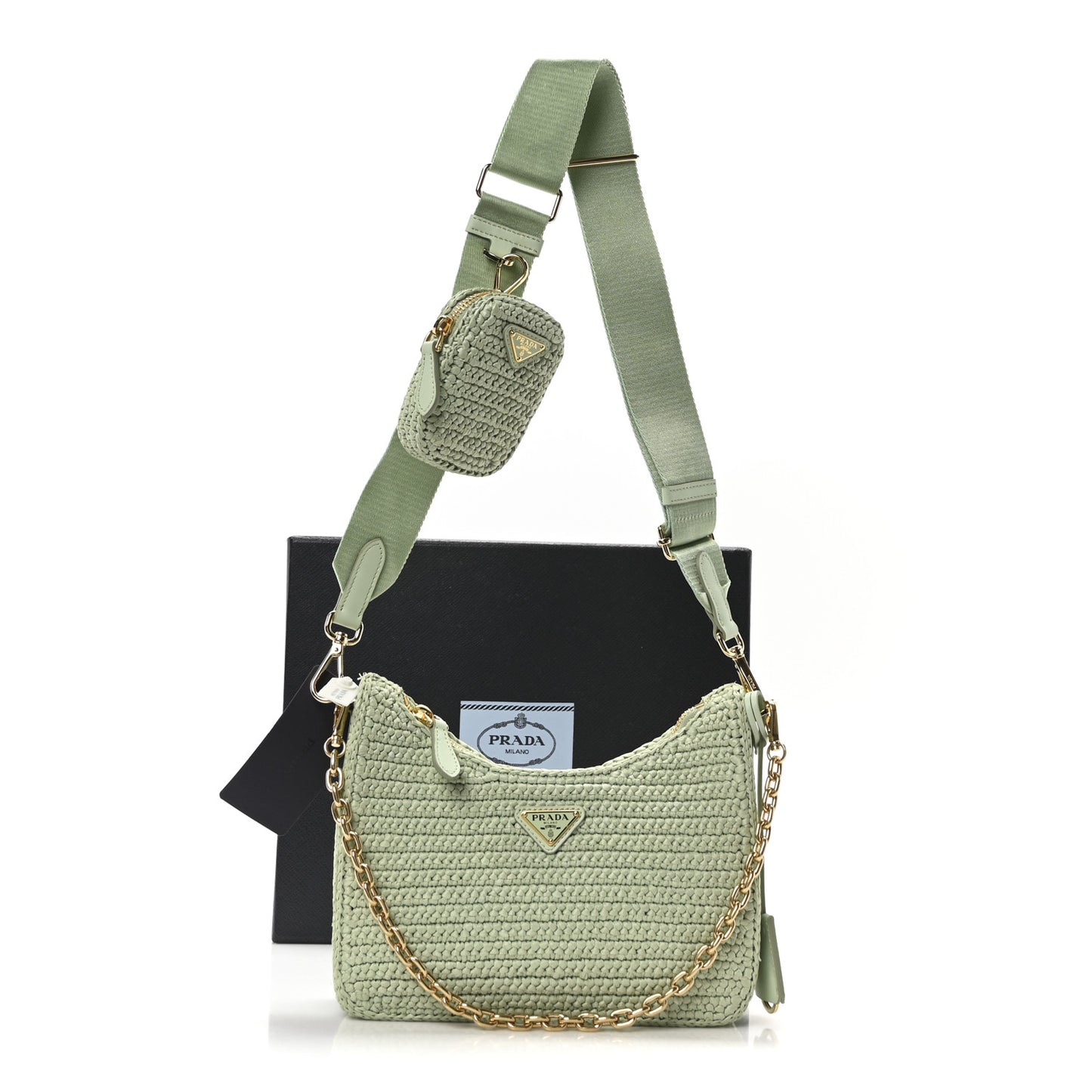 Yarn Raffia Effect Crochet Re-Edition 2005 Shoulder Bag Acqua