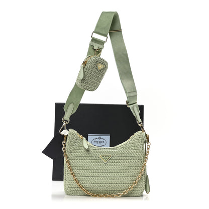 Prada Yarn Raffia Effect Crochet Re-Edition 2005 Shoulder Bag Acqua 11 of 11