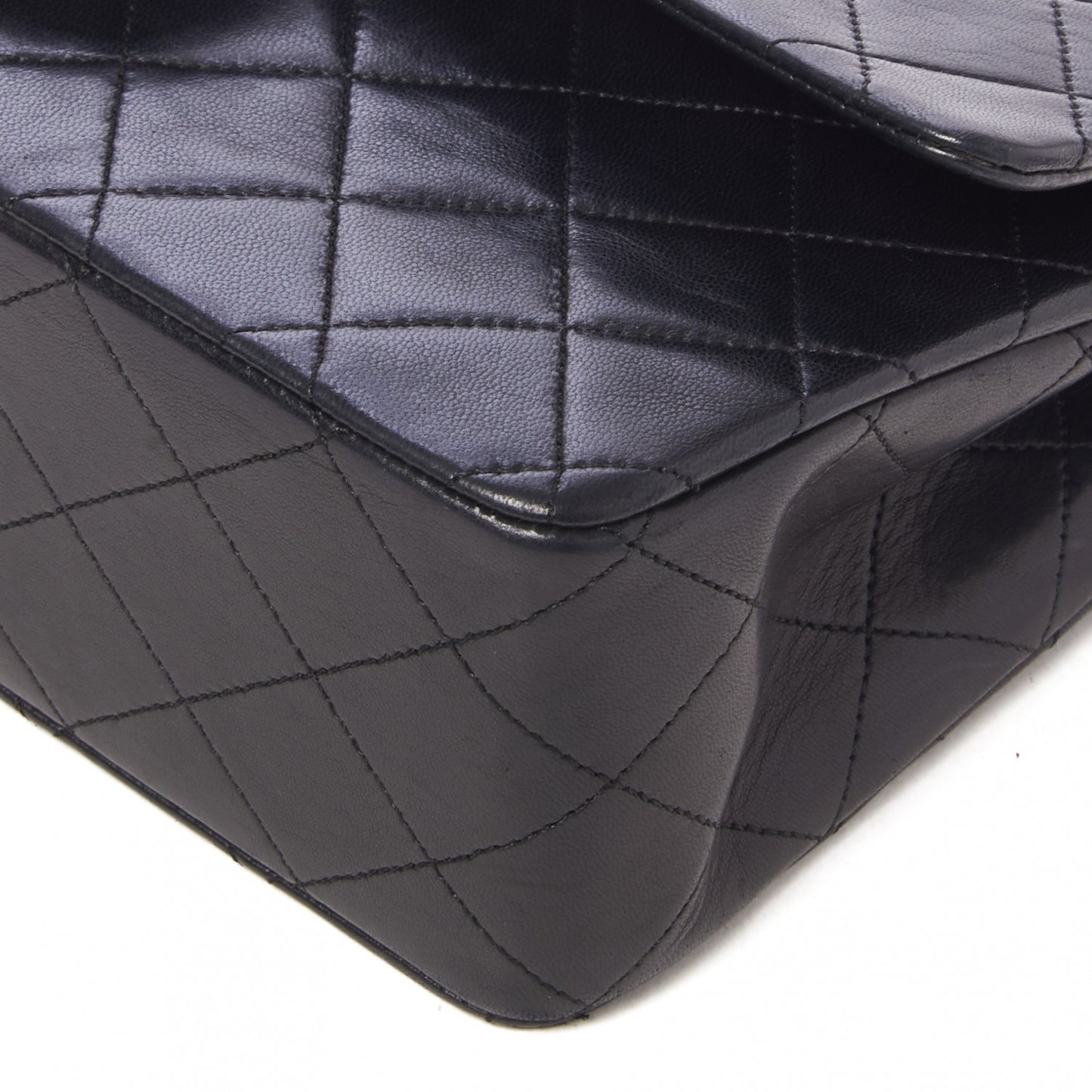 Lambskin Quilted Medium Double Flap Black