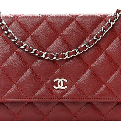 Chanel Caviar Quilted Wallet on Chain WOC Burgundy 9 of 11